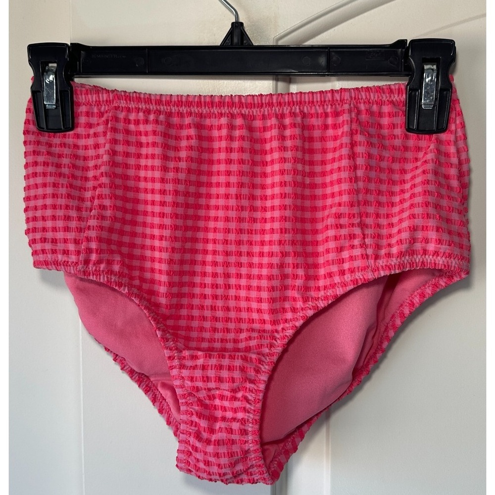 Vintage Envya Swimwear Two Tone Pink‎ Plaid Bikini Bottom Textured Small Y2K